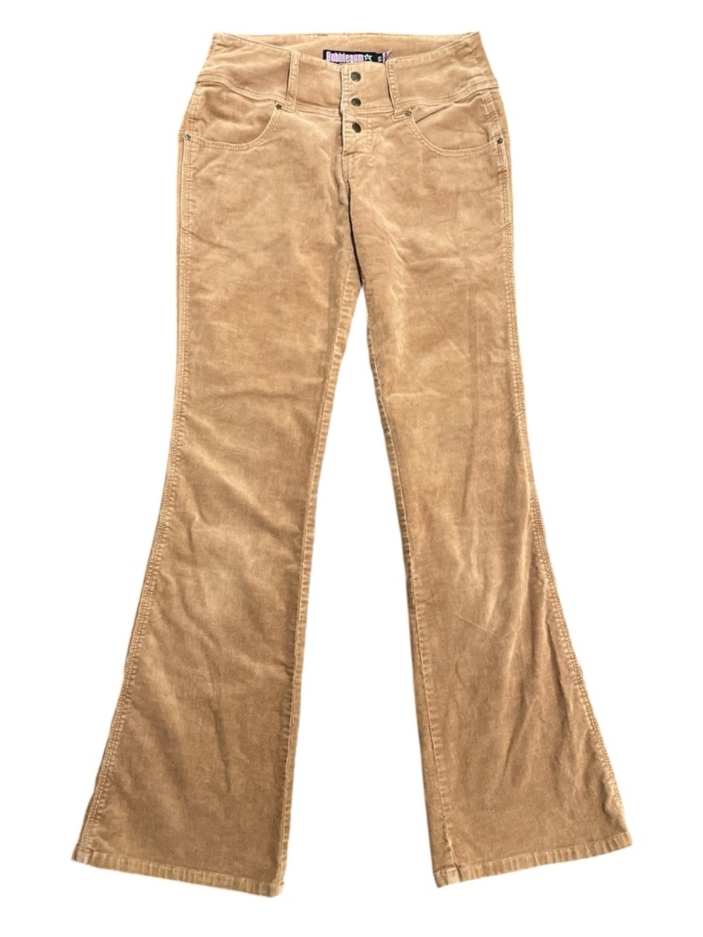 Bubblegum American Flavor Low Rise Flare Corduroy Pants Tan Y2K Star Size 5/6